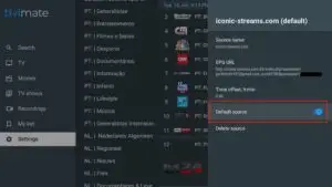Option du guide des programmes dans les réglages de TiviMate